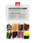 Panfish Magnet Kit With Longer Shad Dart Hook, 82 Piece Lure Set Including 70 Split Tail Grub Bodies And 12 Size 8 Mustad Hooks For Catching Panfish, Trout, Bass And More in compartmentalized box