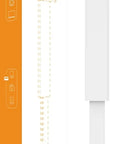 Adjustable Outlet Extender Stick With Flexible Rotating Head And Usb C Fast Charging Plus Two Extra Usb Ports And Dual Ac Receptacles For Tight Spaces No Sweat Setup Reach Every Corner next to packaging.