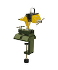 Beefy Precision Vise With Clamp For Workbenches And Tabletops 3 Inch Jaws 360 Degree Rotation Die Cast Zinc Construction Durable Bench Vise For Metalworking Woodworking And Hobby Projects, green and yellow clamp-mounted vise