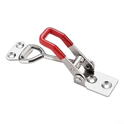 Six Pack Adjustable Steel Draw Latches with red handle for Cabinet Doors Toolbox and Trailers Heavy Duty Hasp Lock Clip with flexible mount
