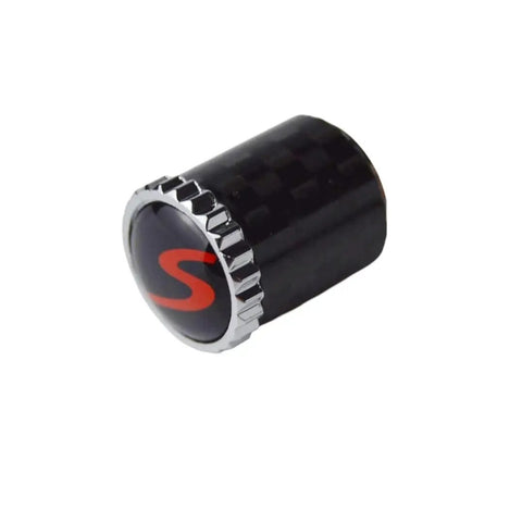Porsche Dope Carbon Fiber Valve Stem Caps 4 Pack With Resin Red S Emblem Trim Rotates 360 Degrees and Fits Porsche models