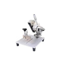 Kickass Mini Electric Circular Saw With Zero To Forty Five Degree Bevel slices wood and thin metal on compact benchtop unit.