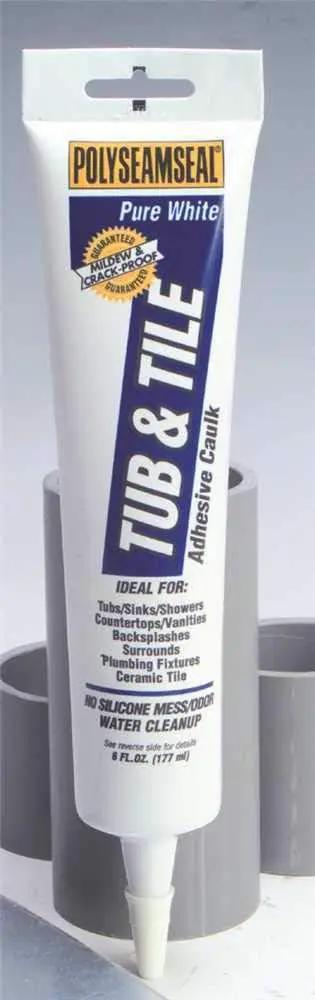 Polyseamseal Tub And Tile Adhesive Caulk For Bathrooms And Kitchens, 5.5 Ounce Cartridge on gray surface