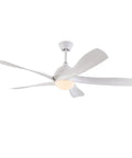 Ceiling Fan with Light Wireless Control Silent Pure Copper Motor for, 5-blade modern design in white finish with integrated light.