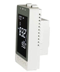 Programmable Thermostat For Electric Floor Heating With Alarm And Built In GFCI, Large Backlit LCD Display, side angle view