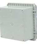 Side view of Outdoor IP67 Electrical Junction Box Weatherproof ABS Plastic Enclosure With Hinged Clear Cover, gray color.