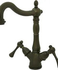 Oil Rubbed Bronze Vessel Sink Faucet Deck Mount For One Or Three Hole Install Drip Free Ceramic Disc Cartridge 1.2 GPM Spout Flow At 60 PSI Solid Brass Construction For Bathroom Vanity