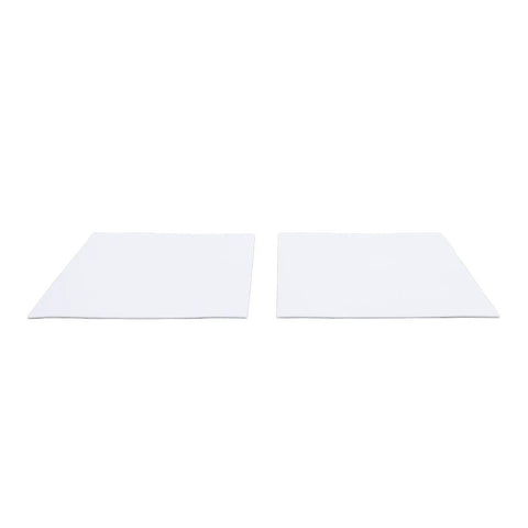 Two white Top Tier Industrial Machine Cleaner Sheets for tackling grease and grime from metal parts.