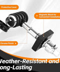 Anti Rattle Hitch Lock Pin Set With Five Eighth Inch Hollow Shank And Two And Five Eighth Inch Span 90 Degree Swivel Lock Rubber Grip