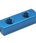 DIY Friendly Air Manifold One Quarter Inch NPT Two Way Five Port Inlet Outlet Aluminum Blue Pneumatic Workhorse Distributor