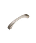 Brushed Nickel Cabinet Handles Three Pack With 64 Millimeter Hole Centers Euro Style. Solid zinc alloy handle, side view.