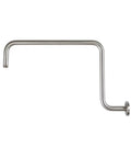 Offset Brass S Style Shower Arm Extension With 1/2 NPT Connection in brushed nickel, side view of 19-1/2 inch length