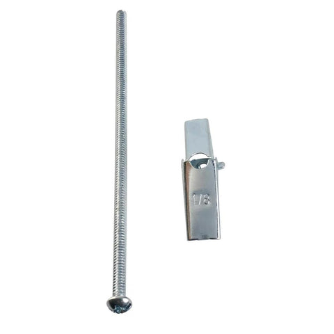 Toggle Bolts Set, 20 Pack, 1/8 Inch By 4 Inch Drywall Anchors, Solid Steel With Zinc Plating, shown in disassembled view.