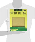 Aluminum Oxide Sandpaper Set 9 By 11 Inch 5 Sheets With Assorted Grit 100 150 220 in packaging with dimensions on display