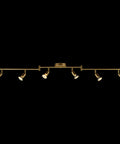 Payton 6-Light Foldable Track Lighting in painted brass with exposed sockets, minimalistic design, straight configuration.