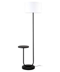Tray Table Floor Lamp With White Drum Fabric Shade In Blackened Bronze Finish 65 Inches Tall Modern Sleek Lighting For Living Room Or Office Handcrafted Metal Base For A Fresh Dope Vibe