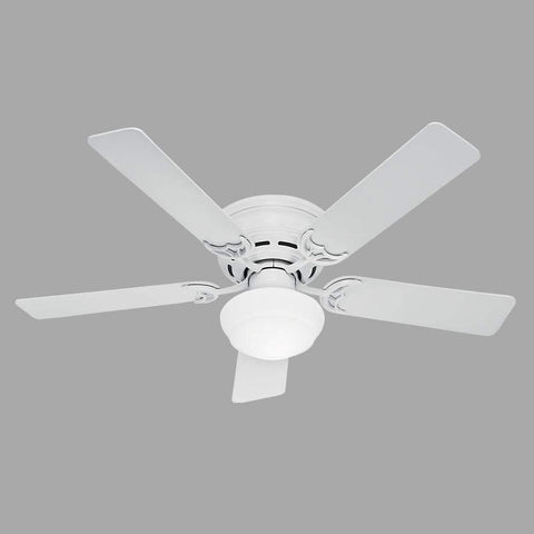 Low Profile White Ceiling Fan With LED Light Kit And Pull Chain 52 Inch Ultra Quiet Whisper Wind Motor Multi Speed Reversible Classic Home Comfort