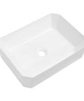 Rectangle Bathroom Vessel Sink 19 By 14 Inches Porcelain Ceramic White Above Counter Vanity Sink For Cabinets Lavatory Hotel And Home Modern Minimalist Basin With Smooth Glaze Easy To Clean And Lasting Glam
