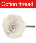 30 Pack Cotton Polishing Buffing Wheels For Rotary Tool Kit, showing a threaded cotton wheel ideal for jewelry and metal finishing.
