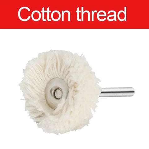 30 Pack Cotton Polishing Buffing Wheels For Rotary Tool Kit, showing a threaded cotton wheel ideal for jewelry and metal finishing.