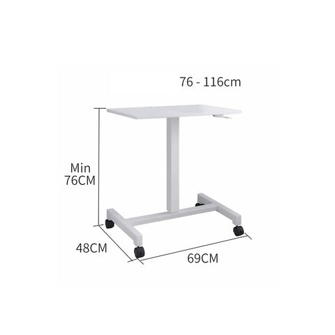 Adjustable Mobile Laptop Stand With Smooth Rolling Casters Portable Standing Desk size 76-116cm adjustable height white frame