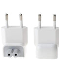 Two white EU Plug Converter Travel Charger Adapter For Apple iBook And MacBook Pro, with two round pins, pack of 2.