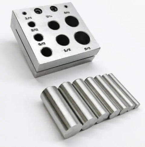 Disc Cutter Set Seven Sizes From Quarter To Five Eighths Inch Cut Circular Metal Discs for Jewelry Shapes Silver Finish with punches