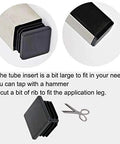 8 Pack 1 1/2 Inch Square Black Plastic End Caps For Square Tubing and Furniture Finishing Plugs with scissors illustration
