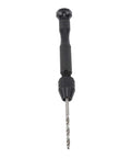 Close-up of hand drill from 57 Piece Hand Drill Kit With Adjustable Bit Holder And Notched Grip For Easy Screw Pins Includes 46 Drill Bits 10 PCB Mini Drill Bits From 0.1 To 1 mm Perfect For Home Projects And DIY PCB Work
