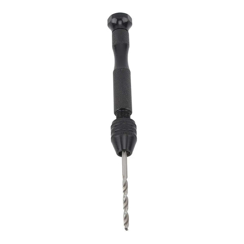 Close-up of hand drill from 57 Piece Hand Drill Kit With Adjustable Bit Holder And Notched Grip For Easy Screw Pins Includes 46 Drill Bits 10 PCB Mini Drill Bits From 0.1 To 1 mm Perfect For Home Projects And DIY PCB Work