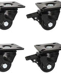 Built Like A Tank Smooth Rollin Heavy Duty Twin Wheel Casters With Locking Brake And Galvanized Mounting Plate For Furniture Cabinets And Trolleys Pack Of Four 360 Swivel 2 Inch Nylon 1100 Lbs, showing four durable twin wheel casters.