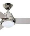 Geode Ceiling Fan With LED Light Kit Polished Nickel Dimmable Lighting Four Speed Wall Control Three Light Gray Blades 52 Inch