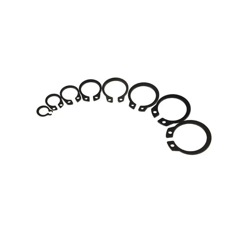 500 Piece M5 To M20 External Circlip Retaining Ring Kit Set In Stainless Steel 65Mn Black Finish in curved row display