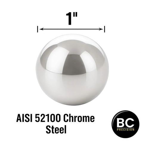1-inch chrome steel bearing ball, polished finish, AISI 52100, BC Precision