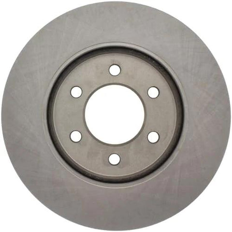 Front view of Centric C-Tek brake rotor, metallic gray cast iron with five lug holes