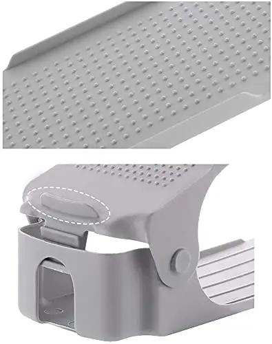 Close-up view of the anti-slip grip design of an Adjustable Free Standing Shoe Rack With Ten Roomy Slots And Anti Slip Grip Design Perfect For Closet Space Saving And Smart Shoe Storage Organizer That Keeps Your Kicks Neat And Secure.