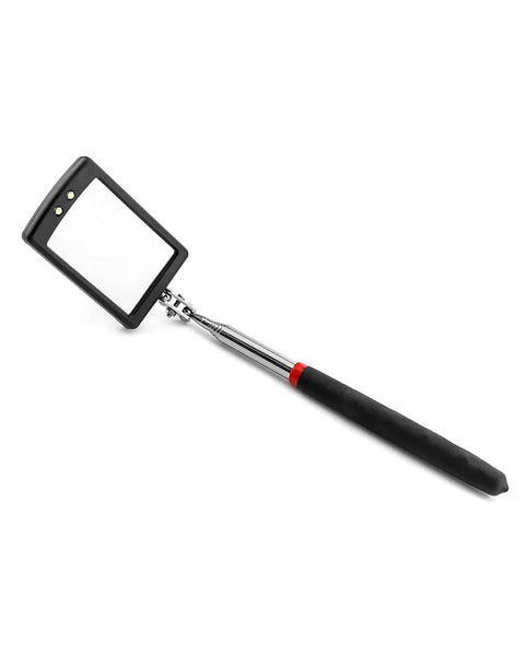 Telescoping Inspection Mirror With Light For Car Repairs And Tight Spaces, 360 Degree Rotating Head, Extendable Handle, Flexible Neck