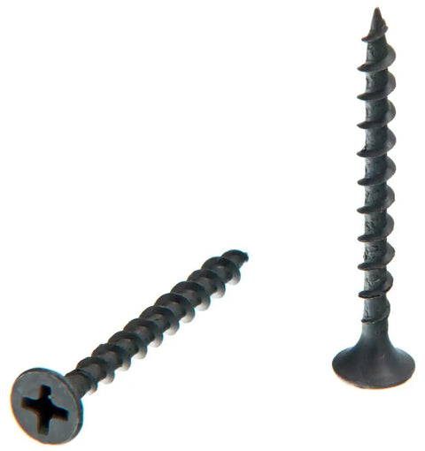 Duraspin Collated Drywall Screws One And Five Eighths Inch Size Six Coarse Thread One Thousand Count For Auto Feed Screw Guns Drywall And Wood Framing Heavy Duty Included, showing two screws, one upright, one flat