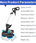 Lightweight 17 Inch Industrial Grade Commercial Floor Polisher With 240 RPM Buffer Dual Brush Heads shown with specifications.