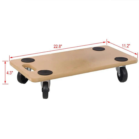 Beefy Wheels Heavy Duty Furniture Dolly With 500 Lb Capacity, Rolling Mover Cart, Non Slip Pads, Portable Platform For Couch, Piano, Appliances And Other Big Items, 22.8 x 11.2 x 4.3 in wood platform