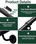 Wall Mounted Stair Railing Adjustable Wrought Iron Banister Non Slip Grab Bar Heavy Duty Metal Handrail product details with high quality materials.