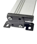 Close-up of mounting bracket on Beefy 12V DC Motor Controller And Linear Actuator With Adjustable Stroke, metal construction visible