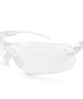 300 Pack Heavy Duty Safety Glasses Featuring Crystal Clear Anti Fog Lenses And Full Wraparound Coverage For Reliable Worksite Eye Protection That Keeps Vision Slick, side view.