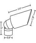 Diagram of Cast Brass 12V Mini Outdoor Spotlight For Low Voltage Landscape Lighting, dimensions labeled in inches