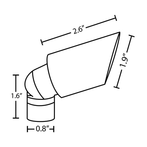 Diagram of Cast Brass 12V Mini Outdoor Spotlight For Low Voltage Landscape Lighting, dimensions labeled in inches
