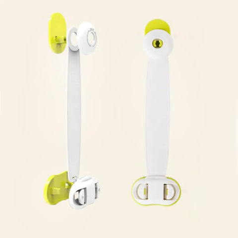 Dual Pack Safety Cabinet Locks for Drawers and Doors ABS material, white and green design, kid-proof latch, easy to install