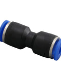 Push To Connect Fitting 3/8 Inch Pneumatic Air Line Quick Lock Adapter, heavy-duty plastic body, stainless steel claw.
