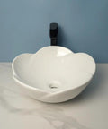 Bathroom Sink Ceramic Vessel Sink Bathroom Creative Petal Ceramic Counter Basin Modern Simple White Wash Basin with faucet