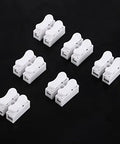 Heavy Duty 100 Piece Two Pin Push Wire Terminal Block Kit 10A 220V White Spring Clamp Quick Wire Connector on display