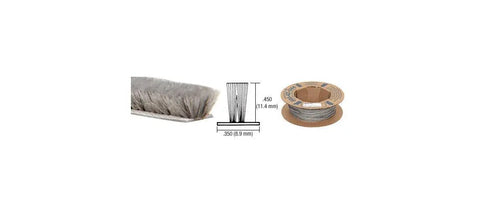 Storefront Door Pile Weatherstrip 100 Ft Roll Tight Seal For High Traffic Doors, 0.450 In Pile Height, 0.350 In Backing Width, Gray